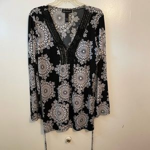 INC size Large, black and white blouse, new without tag polyester and spandex